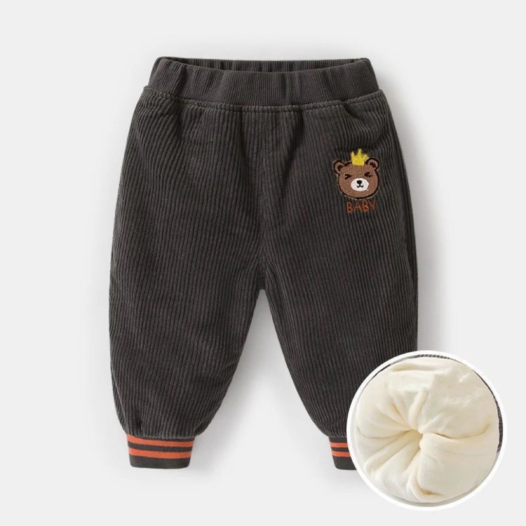 Kinder Cordhosen mit Teddy-Stickerei – Warm, Bequem & Stylisch
