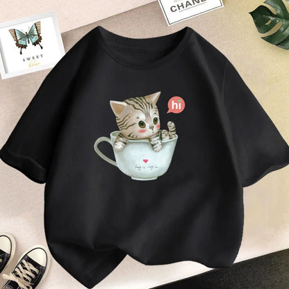 Niedliches Kinder-T-Shirt mit Katzenmotiv