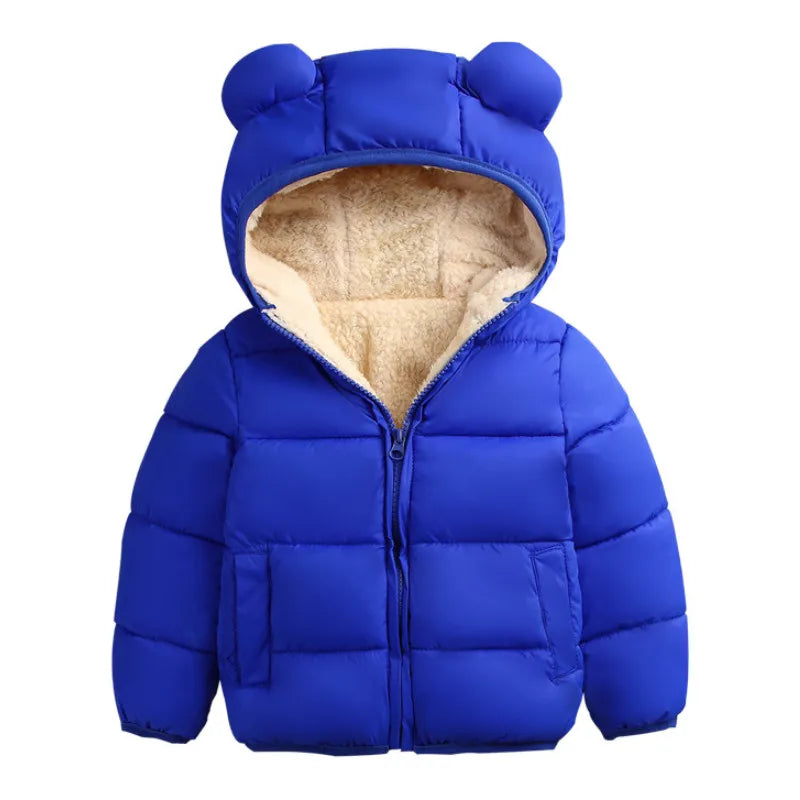 Kuschelige Kinder-Winterjacke mit Bärenohren