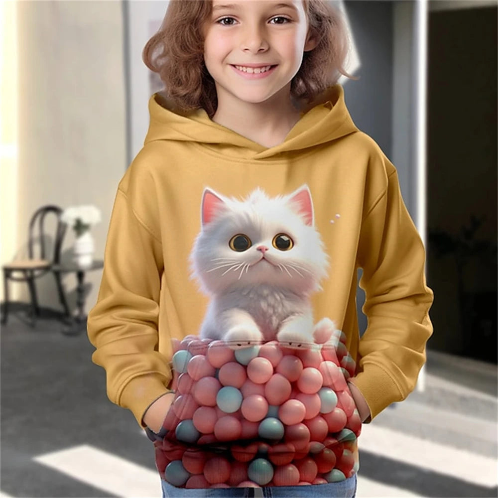 Kinder-Hoodie mit niedlichem Katzenmotiv