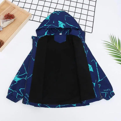Regenjacke / Übergangsjacke mit Kapuze / Innenleben aus Fleece