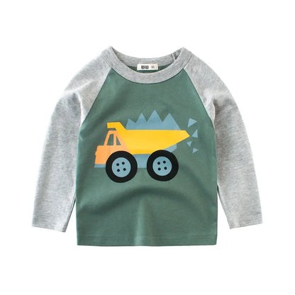 Kinder Langarm-Shirts mit Fahrzeugmotiven