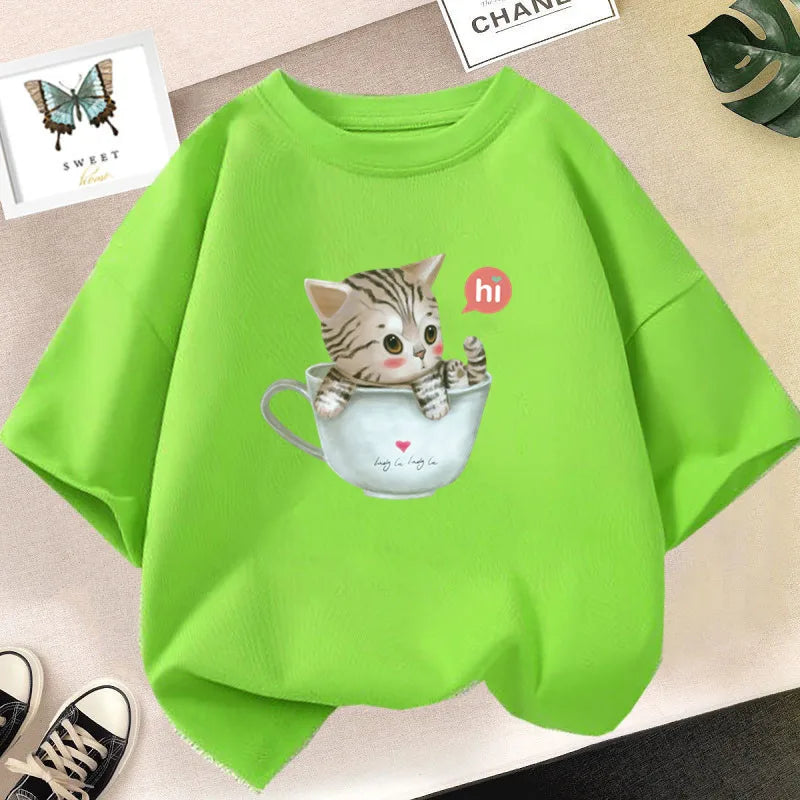 Niedliches Kinder-T-Shirt mit Katzenmotiv