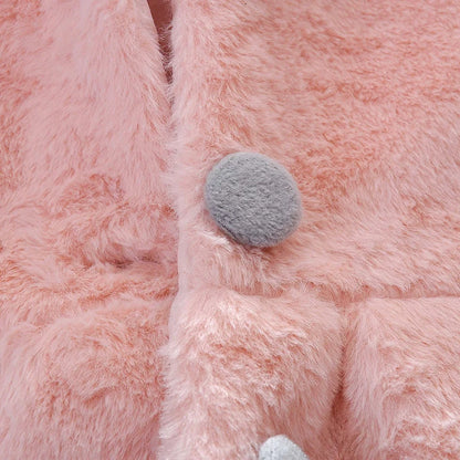Winterjacke / Wintermantel mit Kapuze & Ohren für Mädchen in Rosa, Beige oder Rot