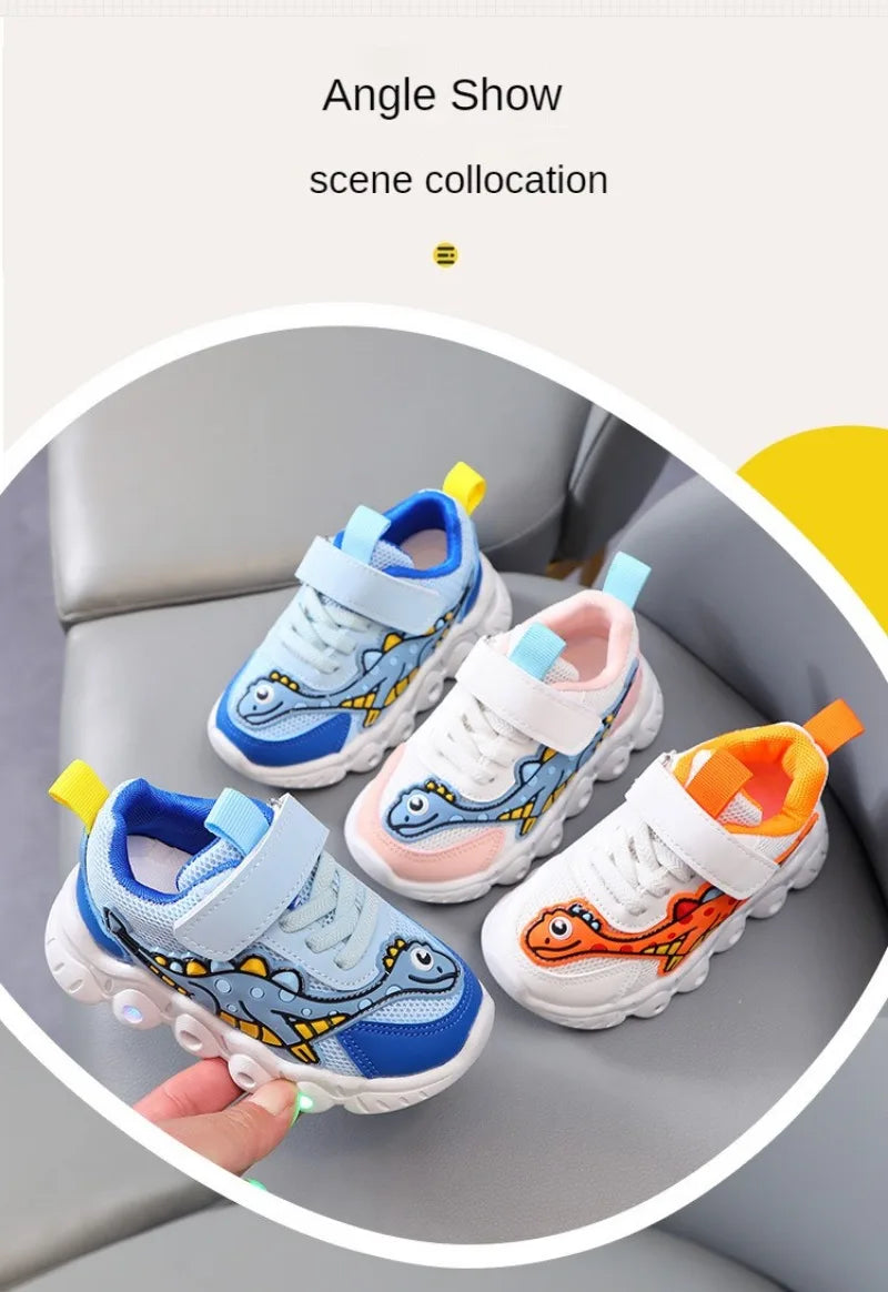 Leuchtende Kinder-Sneaker mit Dinosaurier-Design