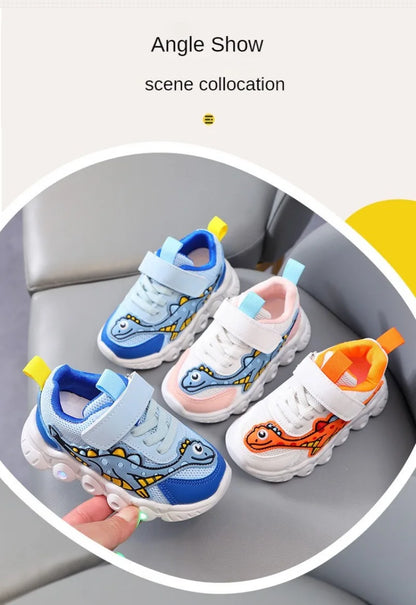 Leuchtende Kinder-Sneaker mit Dinosaurier-Design
