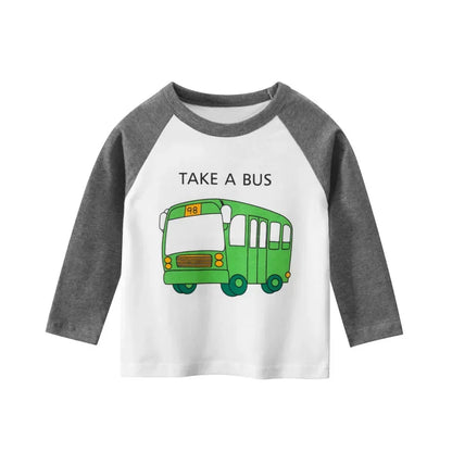 Kinder Langarm-Shirts mit Fahrzeugmotiven