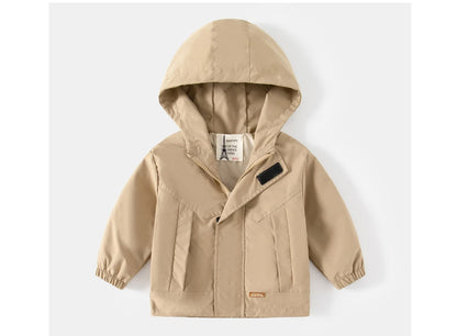 Regenjacke / Übergangsjacke einfarbig mit Kapuze in Schwarz oder Beige