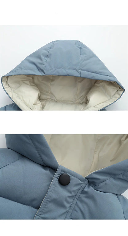 Winterjacke mit Kapuze / Winterparka für Kinder / Daunenjacke einfarbig