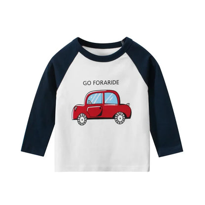 Kinder Langarm-Shirts mit Fahrzeugmotiven