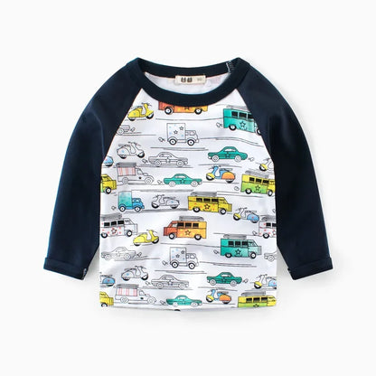 Kinder Langarm-Shirts mit Fahrzeugmotiven