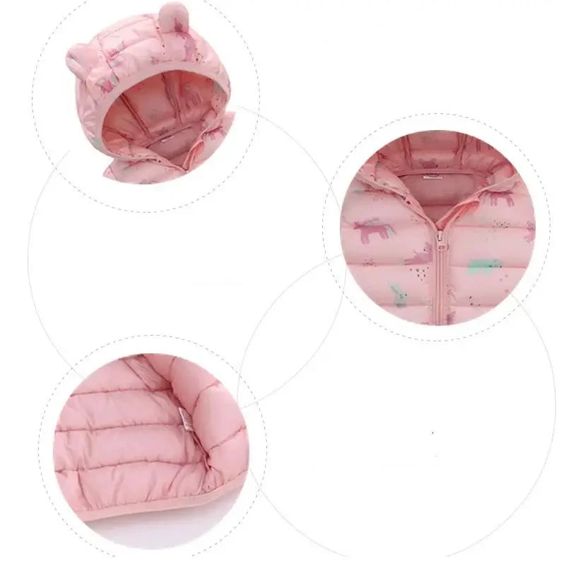Kinder Winterjacke mit Kapuze und niedlichen Ohren