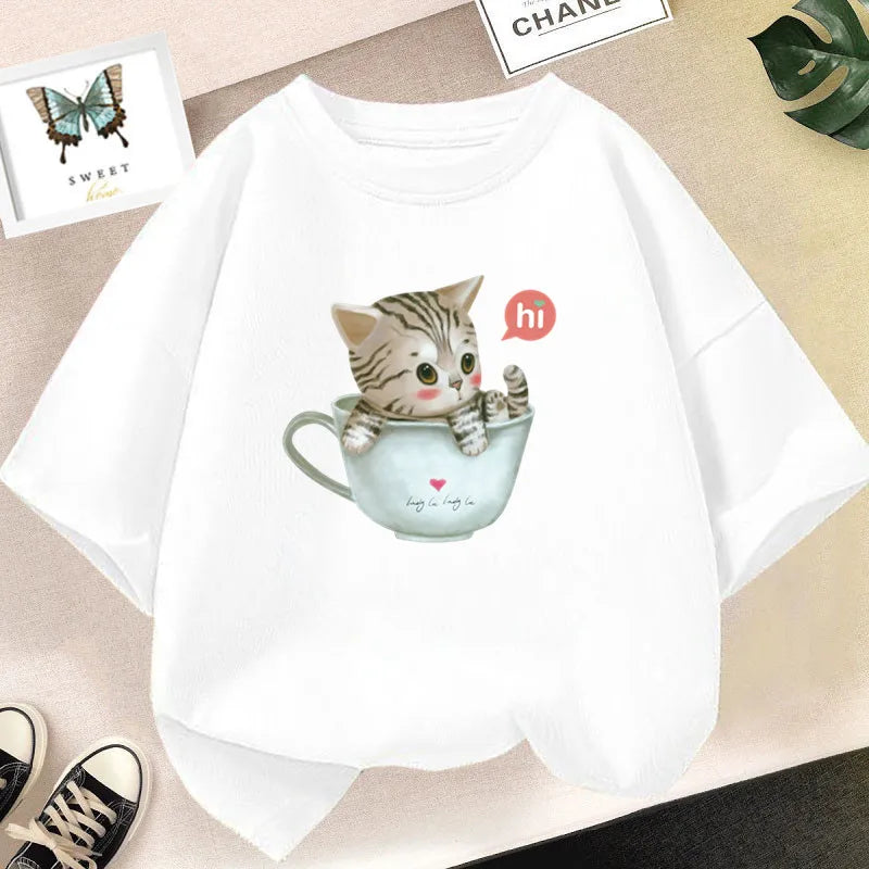 Niedliches Kinder-T-Shirt mit Katzenmotiv