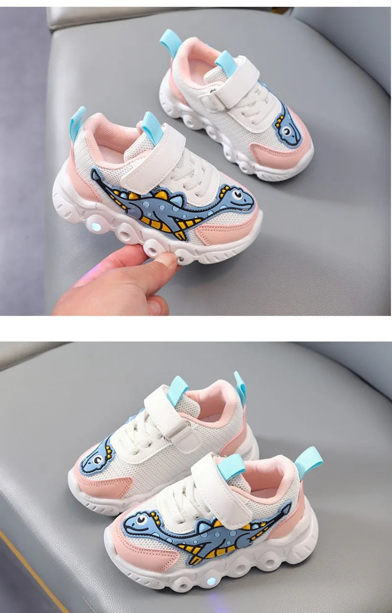 Leuchtende Kinder-Sneaker mit Dinosaurier-Design