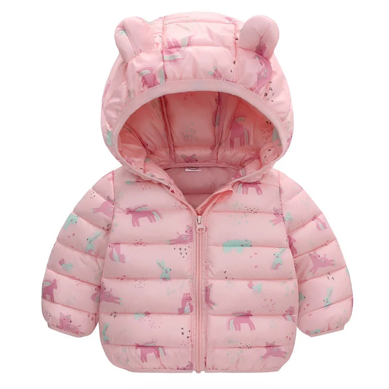 Kinder Winterjacke mit Kapuze und niedlichen Ohren