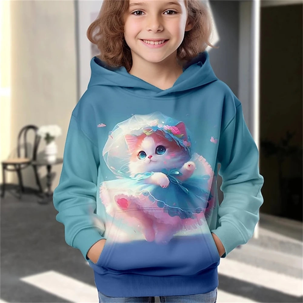 Kinder-Hoodie mit niedlichem Katzenmotiv