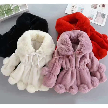 Winter Kunstfellmantel für Mädchen einfarbig