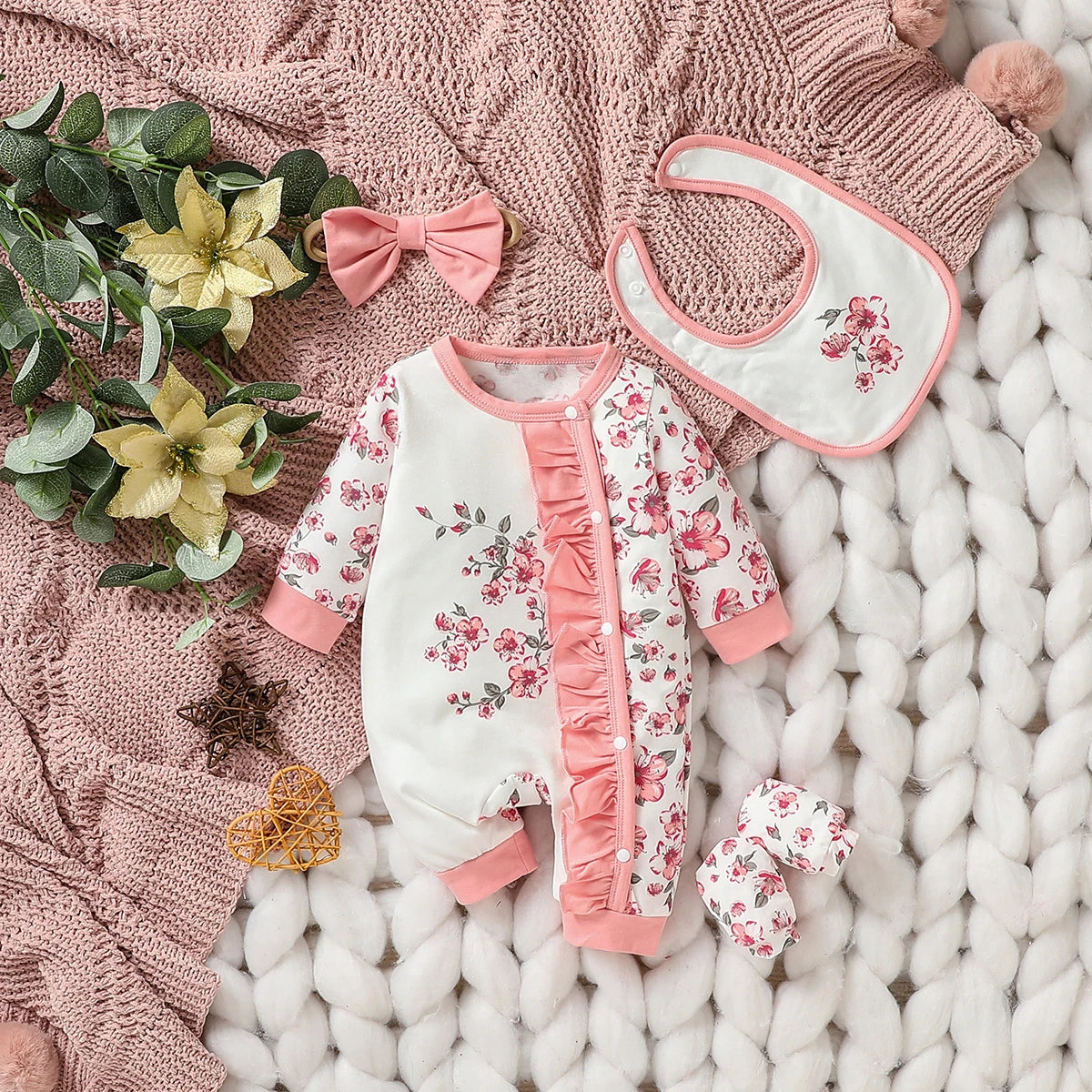 Baby-Strampler-Set mit Blumenmuster