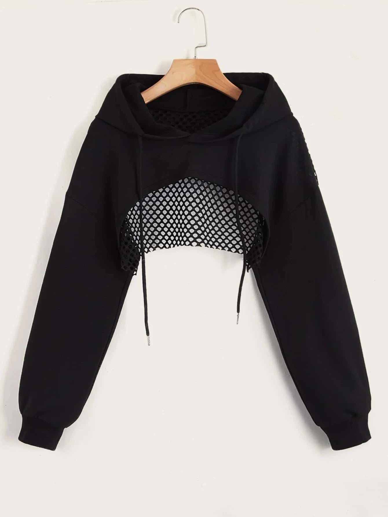 Trendiger Netz-Cropped-Hoodie