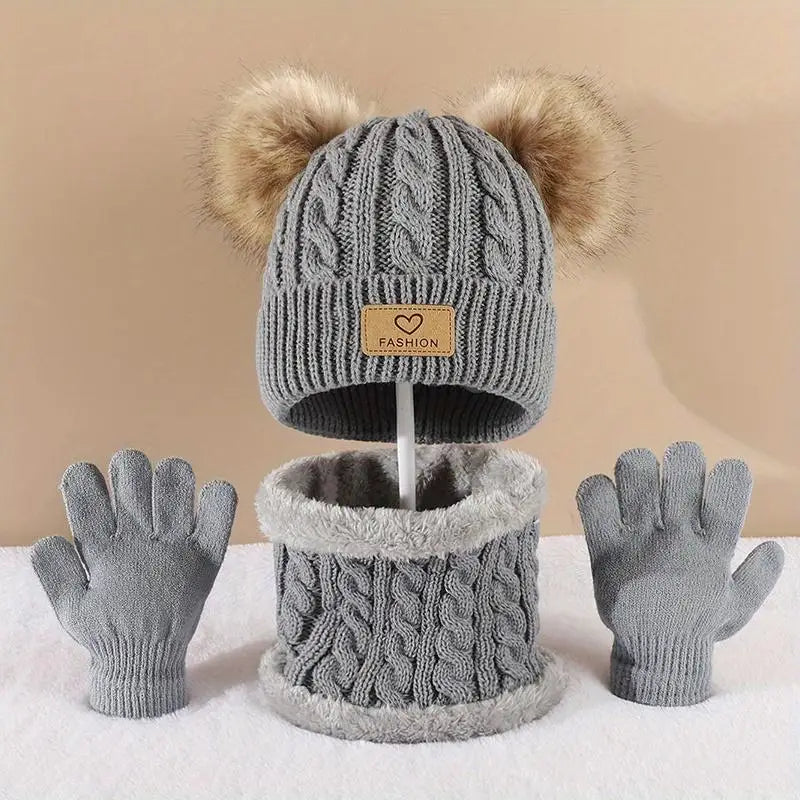 Stylisches Winter-Set für Kinder mit Mütze, Schal und Handschuhen