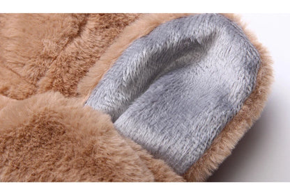 Winterjacke mit Kapuze & Ohren im Strick-Design & Bär-Motiv für Mädchen