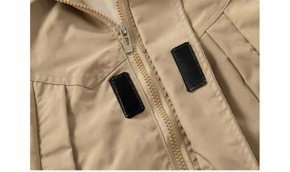 Regenjacke / Übergangsjacke einfarbig mit Kapuze in Schwarz oder Beige