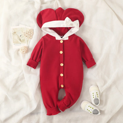 Niedlicher Baby-Strampler mit Kapuze und Ohren