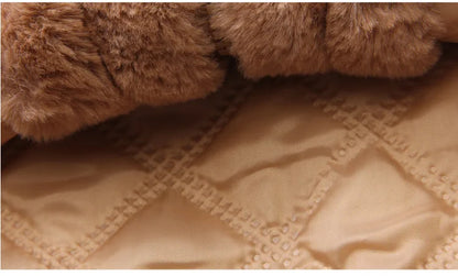 Winterjacke mit Kapuze & Ohren im Strick-Design & Bär-Motiv für Mädchen