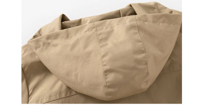 Regenjacke / Übergangsjacke einfarbig mit Kapuze in Schwarz oder Beige