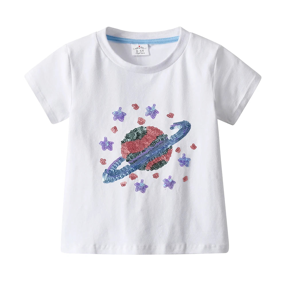 Kinder T-Shirt mit Pailletten-Planetenmotiv