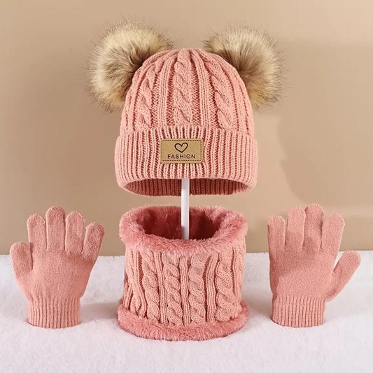 Stylisches Winter-Set für Kinder mit Mütze, Schal und Handschuhen