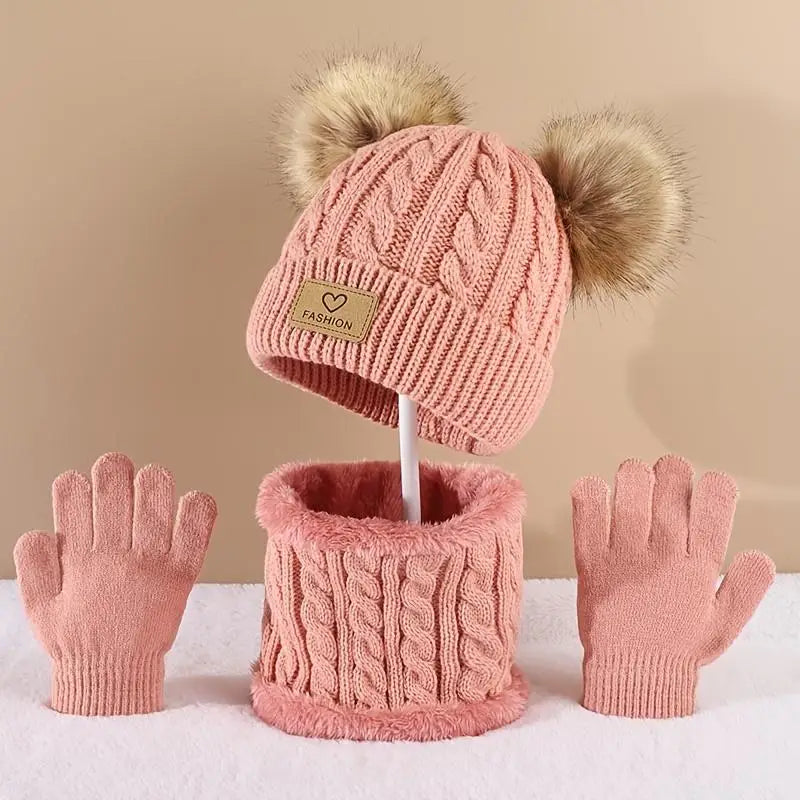 Stylisches Winter-Set für Kinder mit Mütze, Schal und Handschuhen