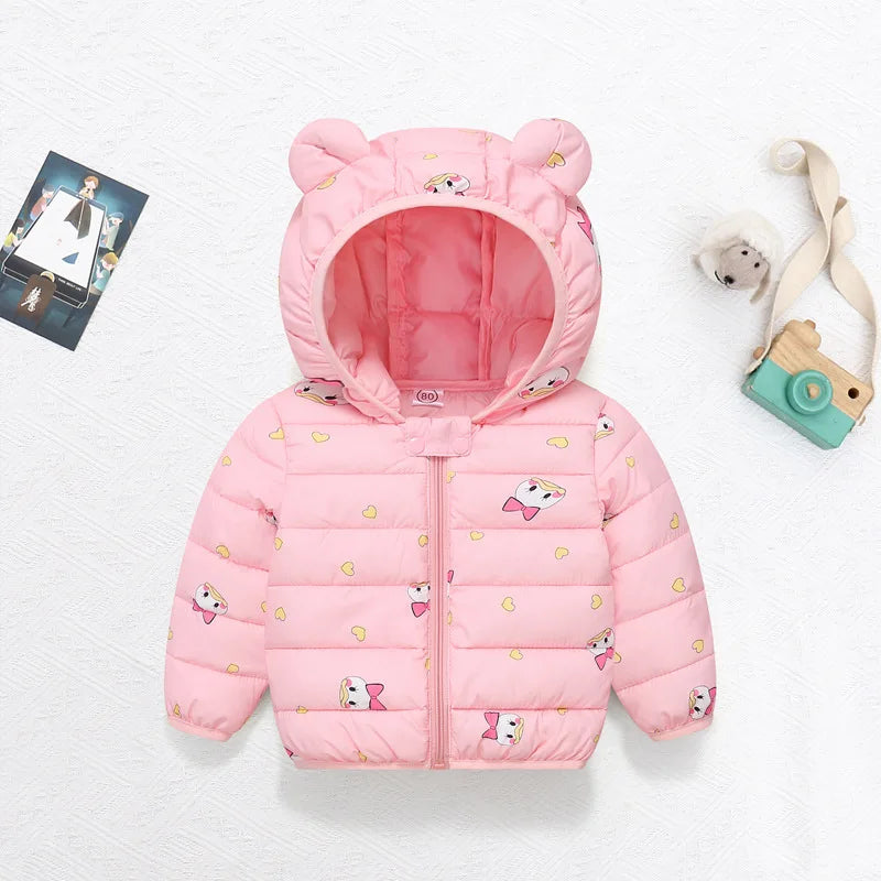 Kinder Winterjacke mit Kapuze und niedlichen Ohren