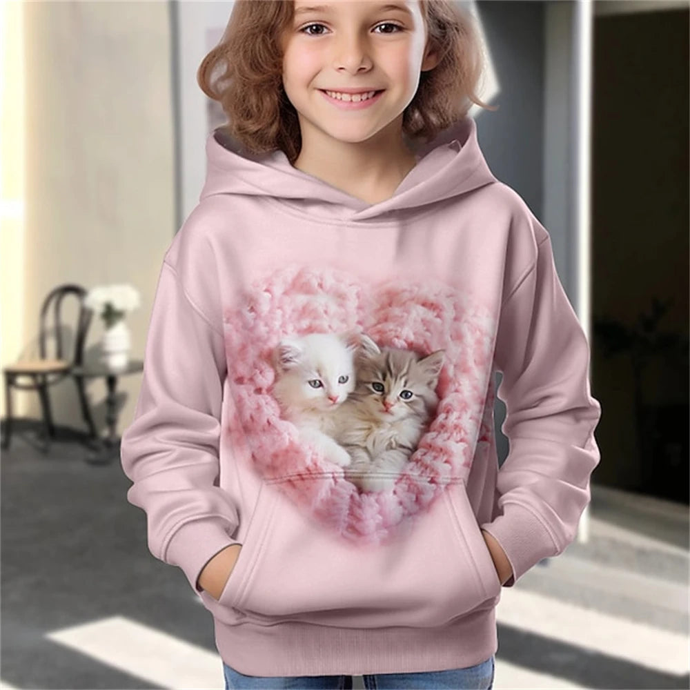 Kinder-Hoodie mit niedlichem Katzenmotiv