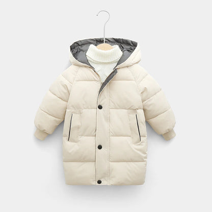 Winterjacke mit Kapuze / Winterparka für Kinder / Daunenjacke einfarbig
