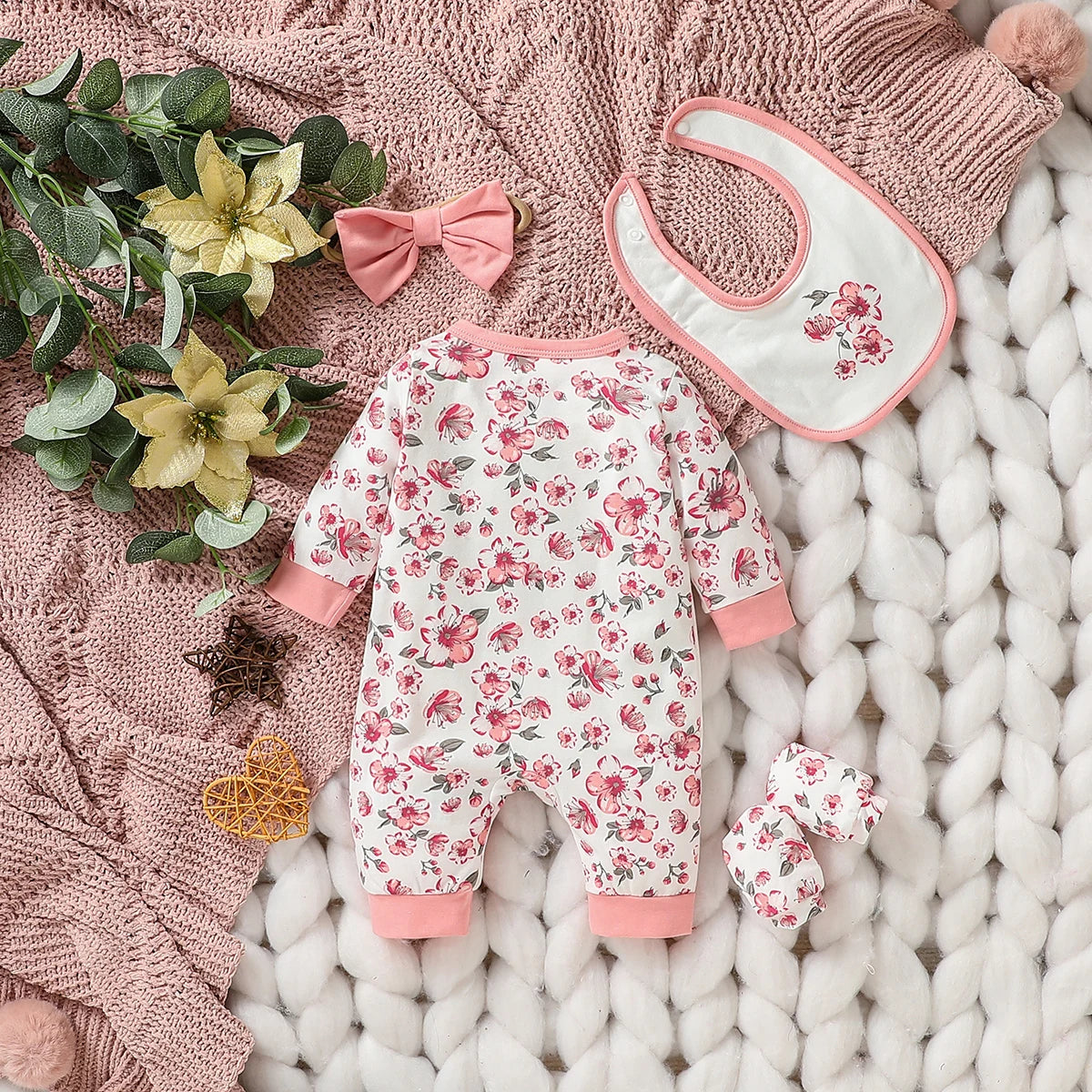 Baby-Strampler-Set mit Blumenmuster