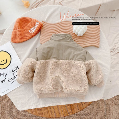 Hybrid Winterjacke für Kinder ohne Kapuze mit Teddyfell
