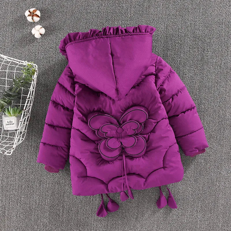 Zauberhafte Kinder-Winterjacke mit Schmetterlingsdesign