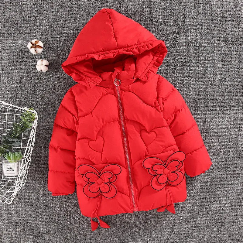 Zauberhafte Kinder-Winterjacke mit Schmetterlingsdesign