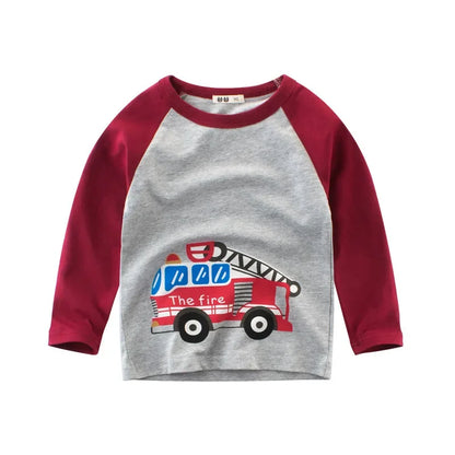 Kinder Langarm-Shirts mit Fahrzeugmotiven