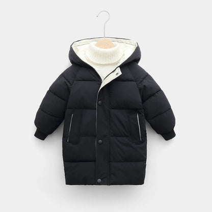 Winterjacke mit Kapuze / Winterparka für Kinder / Daunenjacke einfarbig