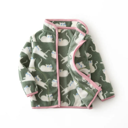 Fleecejacke für Kinder ohne Kapuze mit Kragen