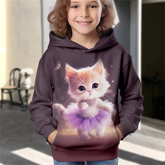 Kinder-Hoodie mit niedlichem Katzenmotiv