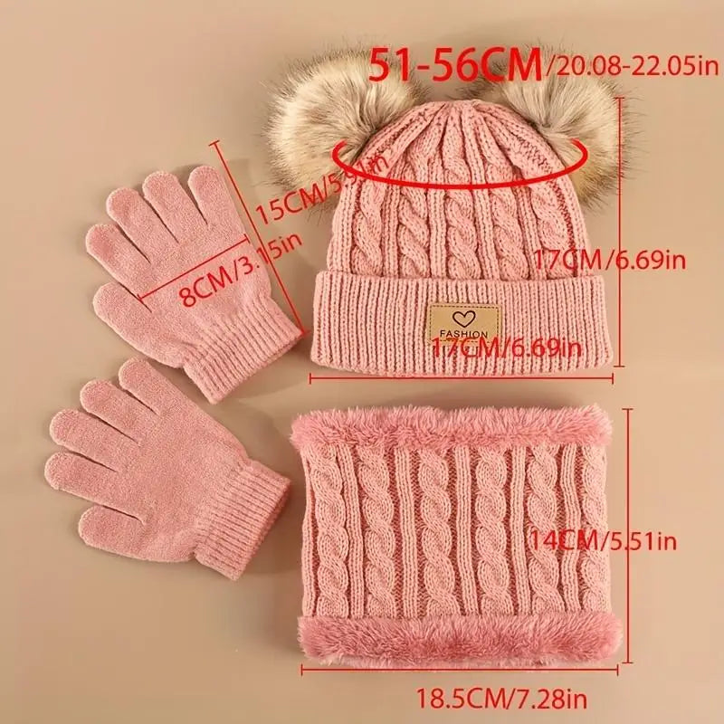 Stylisches Winter-Set für Kinder mit Mütze, Schal und Handschuhen