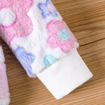 Flauschiger Kinderpullover mit Blumenmuster