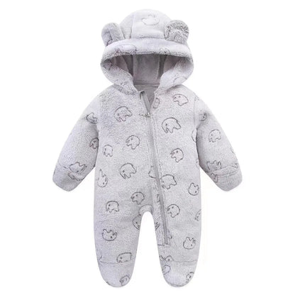 Flauschiger Baby-Overall mit Kapuze