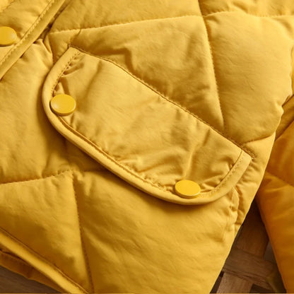 Winterjacke ohne Kapuze mit Fleece-Innenleben einfarbig