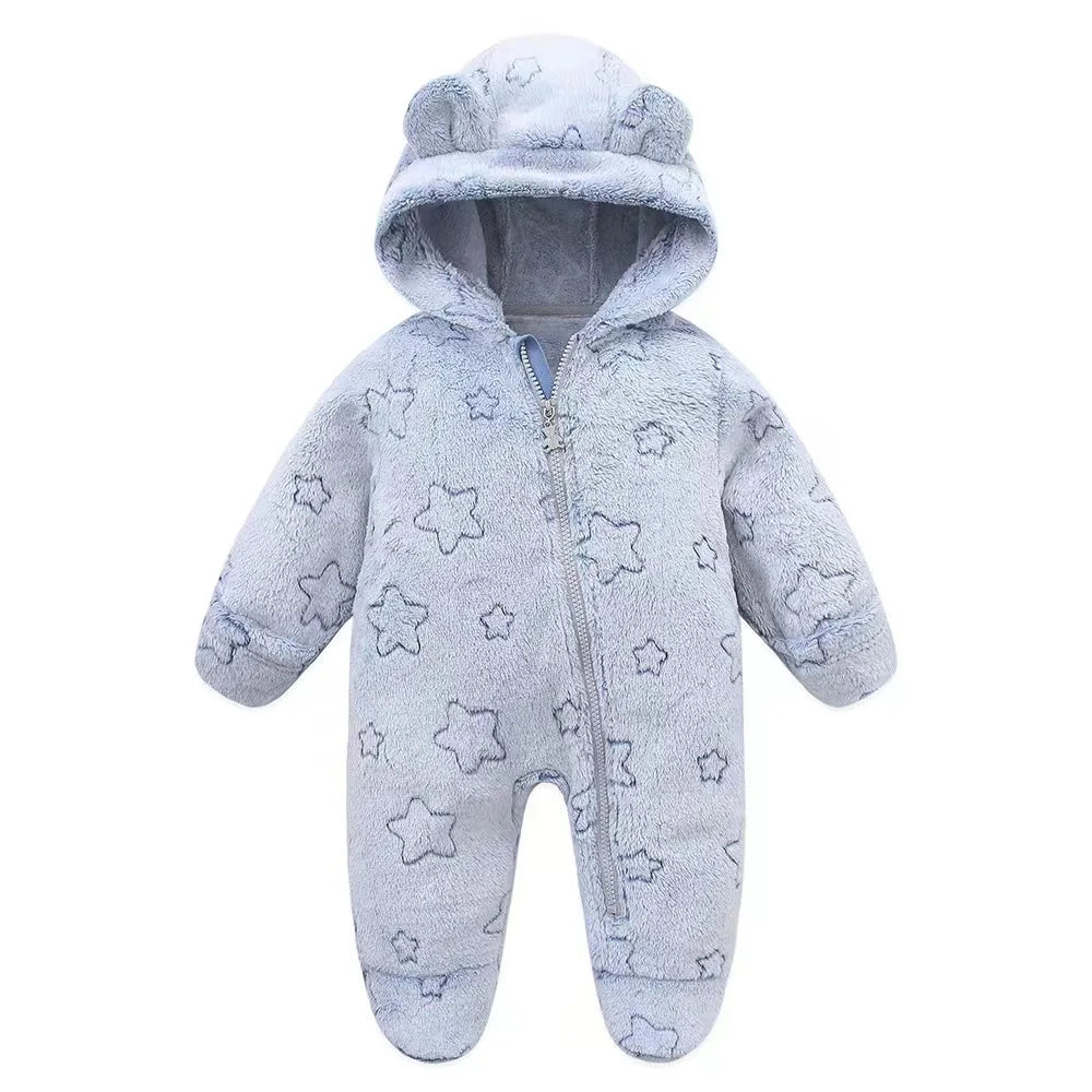 Flauschiger Baby-Overall mit Kapuze