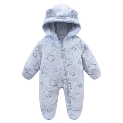 Flauschiger Baby-Overall mit Kapuze
