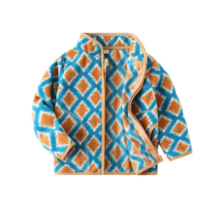 Fleecejacke für Kinder ohne Kapuze mit Kragen